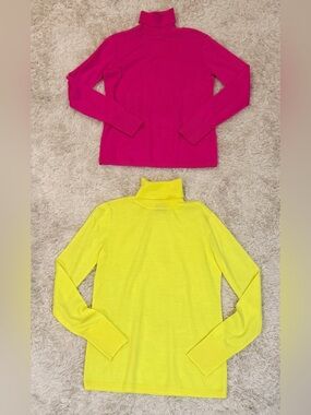 Halogen Wool Blend Lightweight Turtleneck Sweaters - Small